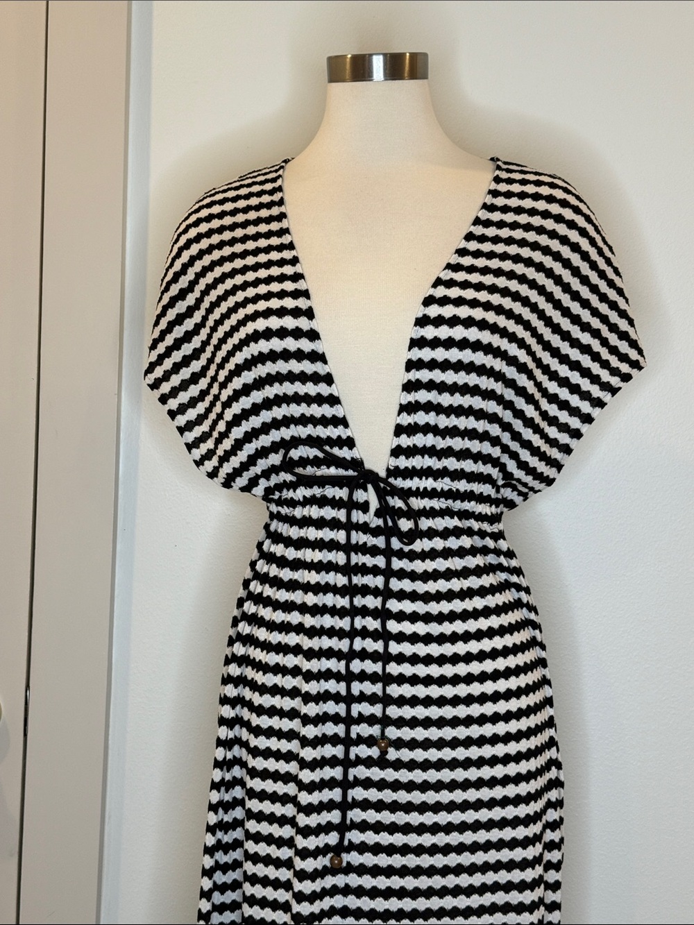 Victoria's Secret Black and White Striped Swim Coverup